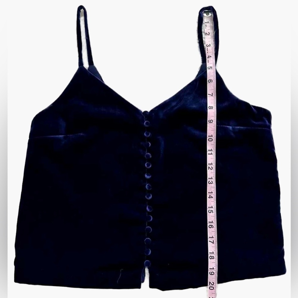 Madewell Blue Velvet Button Front Cami Top Size 2 - Picture 5 of 9